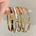 1PC Titanium Steel Stainless Steel Inlaid Zircon Gold Plated Bracelet, Classic and Simple Style, Suitable for Women's Daily Wear preview-2