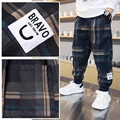 2024 Fashion Boys Cotton Plaid Pants Spring Autumn Toddler Casual Kids Loose Trousers Sweatpants for Teenage Children Clothes preview-4