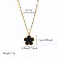 EILIECK 316L Stainless Steel Black Five Leaf Clover Pendant Necklace For Women Fashion New Party Gift Neck Chain Jewelry Collar preview-2