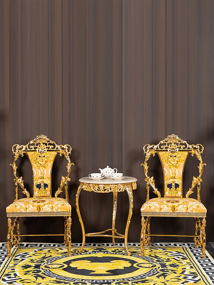 Villa leisure table carved metal leisure chair European classical table and chair combination negotiation special chair-animated-img