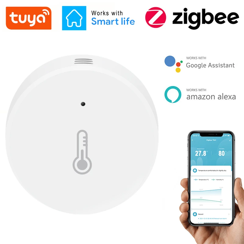 Tuya Smart ZigBee Temperature And Humidity Sensor With LCD Display Battery  Powered With Smart Life App Alexa Google Home, Temperature and Humidity  Sensor