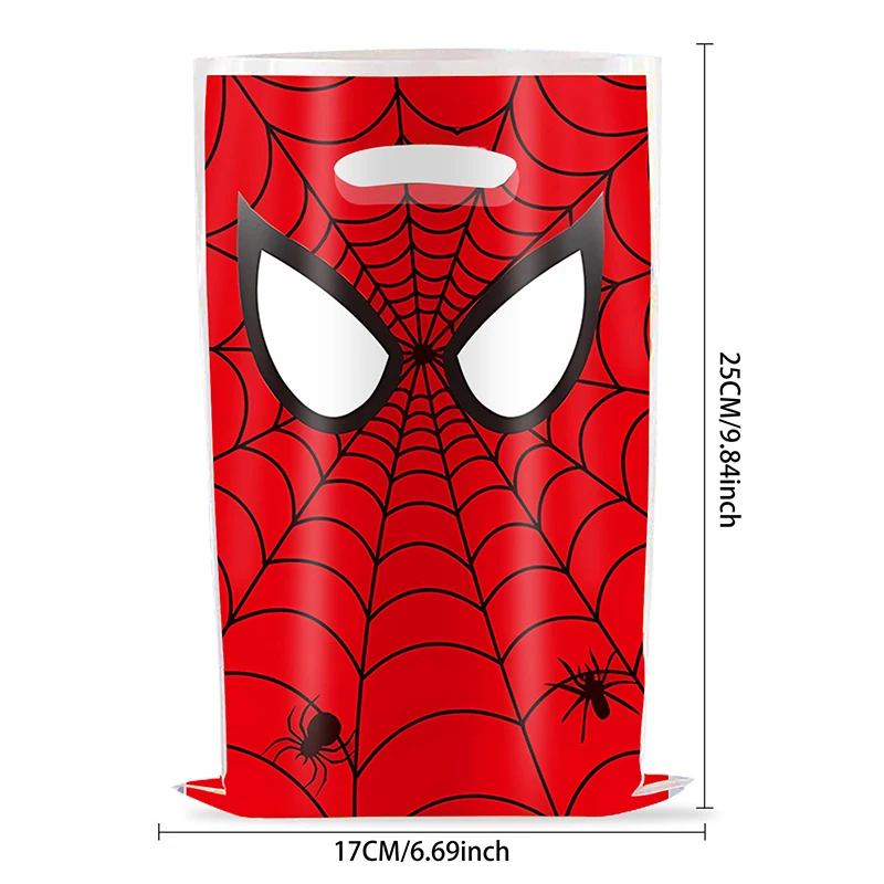 10/20/50pcs Red Spider Birthday Party Gift Bags Spider Theme Plastic Candy Bag Boy Loot Bag for Kids Birthday Party Favors Suppl-animated-img