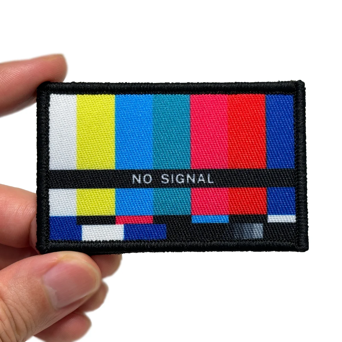 No signal late night tv joke meme 2"x3" morale patch with hook and loop backing preview-1