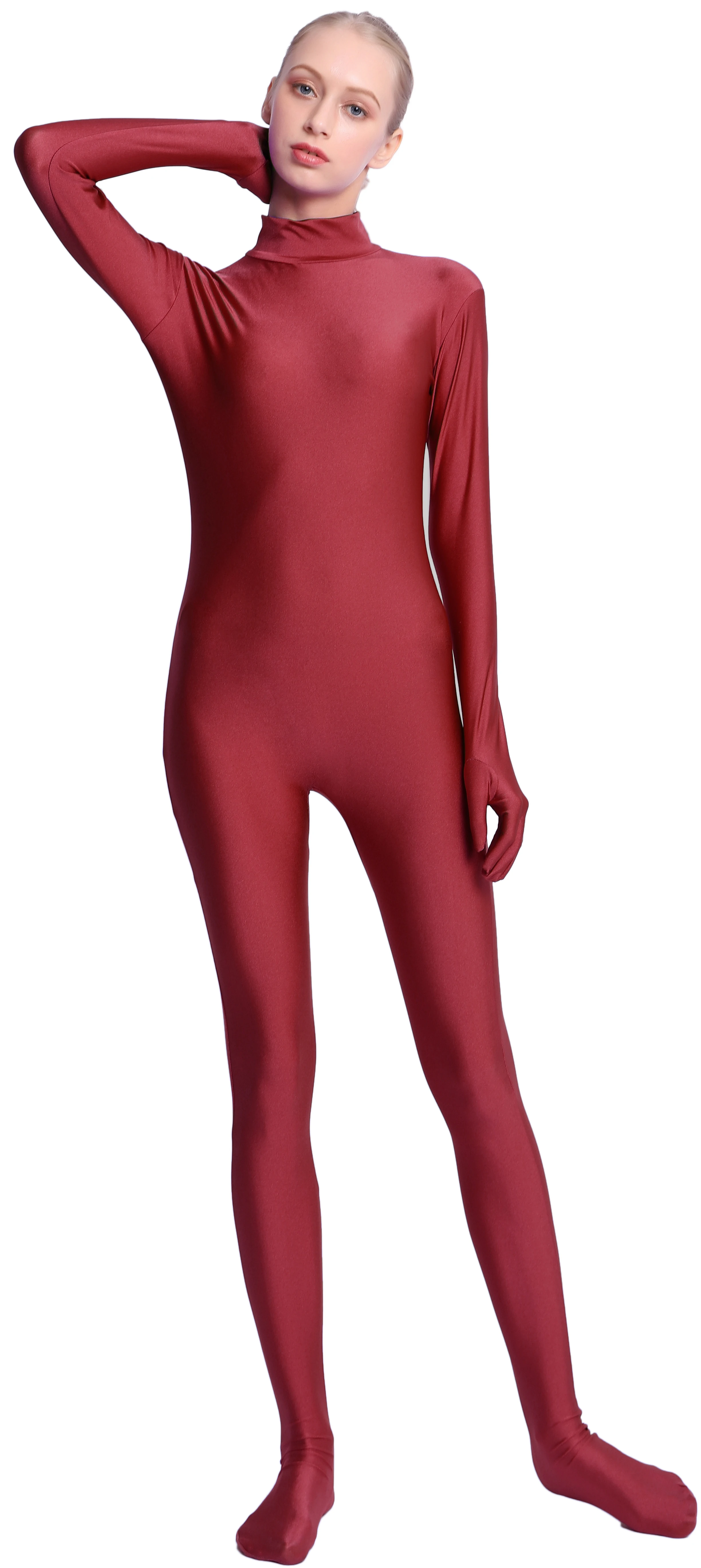 SPEERISE Adult Black Spandex Full Body Zentai Footed Jumpsuit