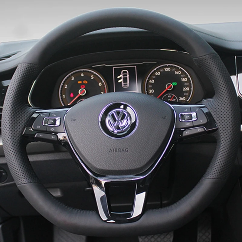 Carbon fiber leather steering wheel cover for Volkswagen VW Golf 7 Mk7 New  Polo Jetta Passat B8