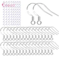 200PCS/Lot Making DIY Design Jewelry Findings 925 Silver Earrings Hooks 20mm Earwires With Rubber Ear Plugs