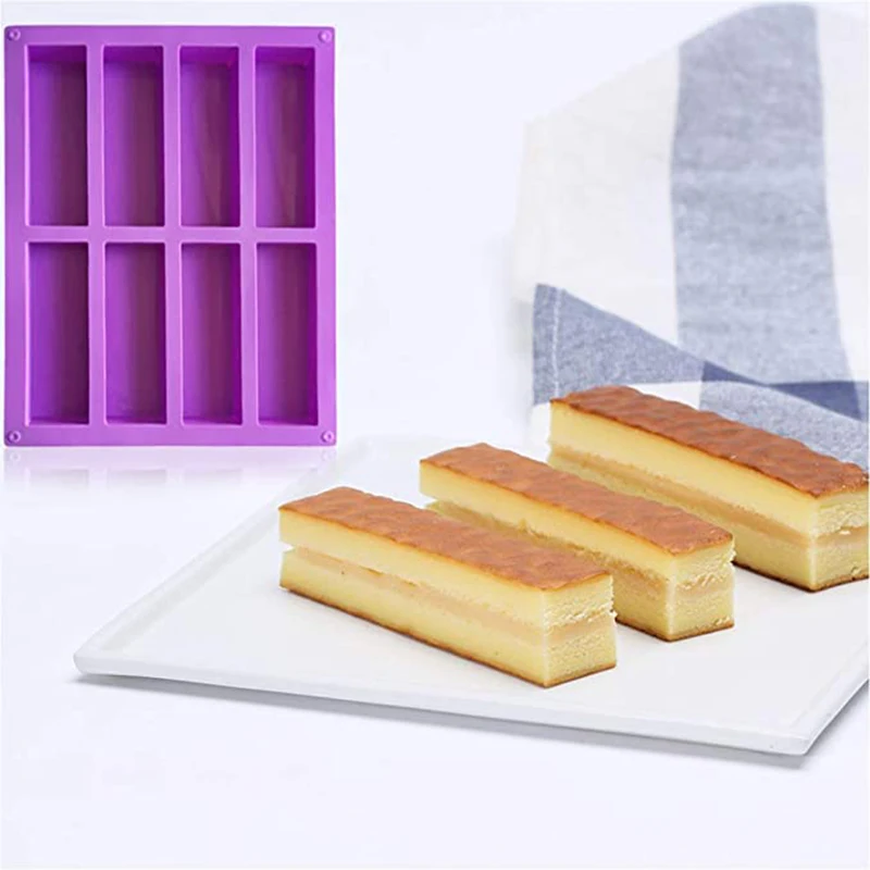 Large Rectangle Silicone Mold Cereal Energy Bar Chocolate Truffles Brownie Cornbread Cheesecake Soap Butter Baking Tool-animated-img