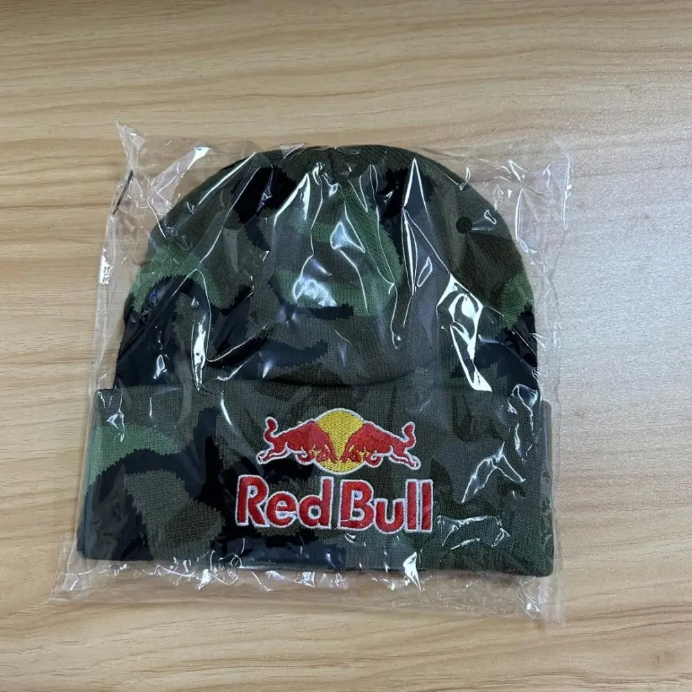 New camouflage Beanie hat  casual Red Bull sports cap for men women warm knit winter hat fashion solid unisex Red Bull hat-animated-img