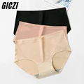 GICZI S-XXXXL Women's Plus Size Panties Solid Ice Silk Seamless Underwear Panties for Woman Comfort Lingerie Intimate Briefs 4XL