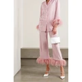 Sleeper 2022 Early Spring New Women's Feather Trim Crepe De Chine Pajama Set Net-a-porter preview-4