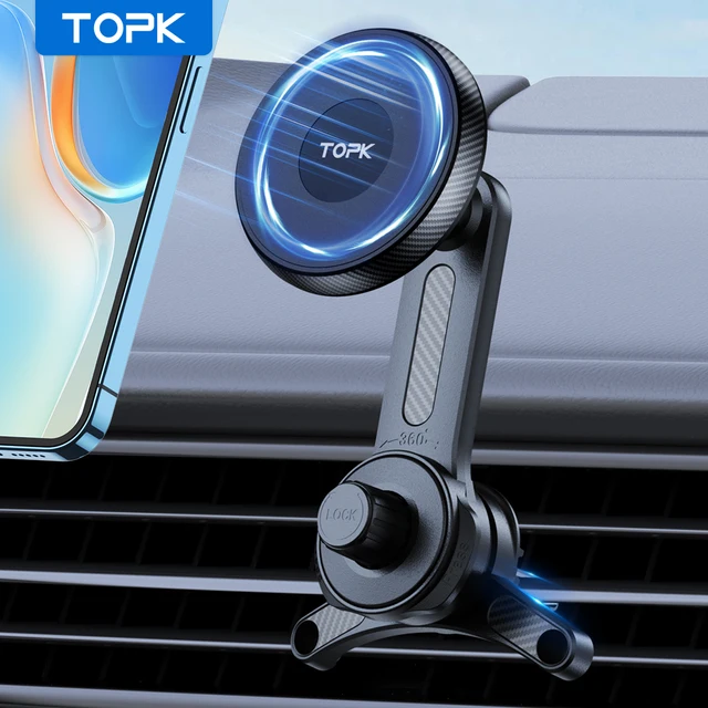 TOPK Fits MagSafe Car Phone Holder, Strong Magnetic Phone Holder for iPhone 15, Vent Car Mount Holder Car Accessories for iPhone-animated-img