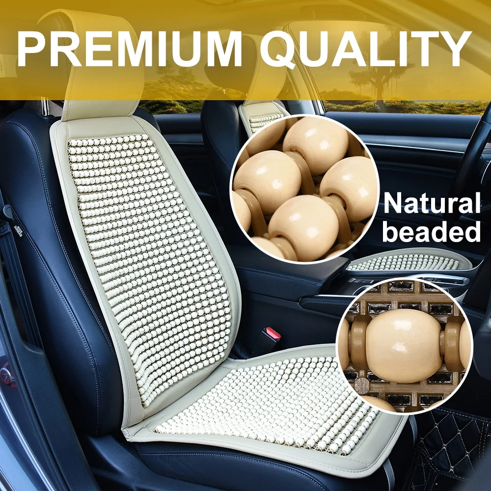 1PCS Wood Beads Seat Cover for Car Seat, Wooden Beaded Car Driver Seat Mat Matress for Summer-animated-img