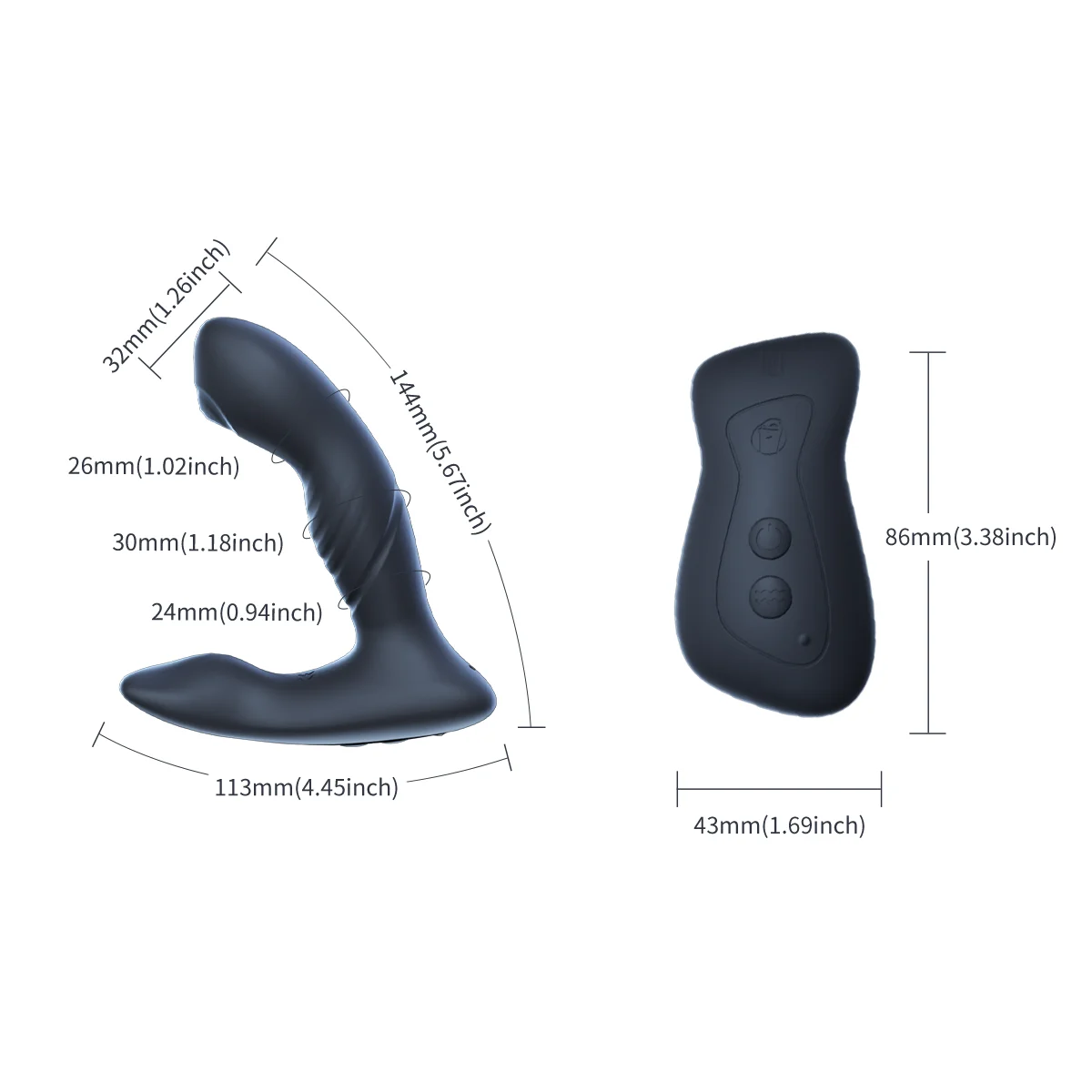 Jissbon Double Anal Vibrator For Men E-Bass Rocker Penetration Anal with 20 Pleasure Modes Remote Butt Plug Prostate Massager-animated-img