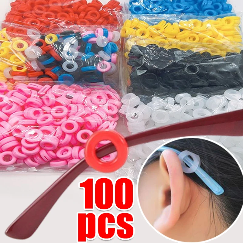 100pcs Transparent Silicone Anti-slip Eyeglass Ear Hooks Colorful Round Retainer Holder Glasses Ear Hook EyeGlasses Accessories-animated-img