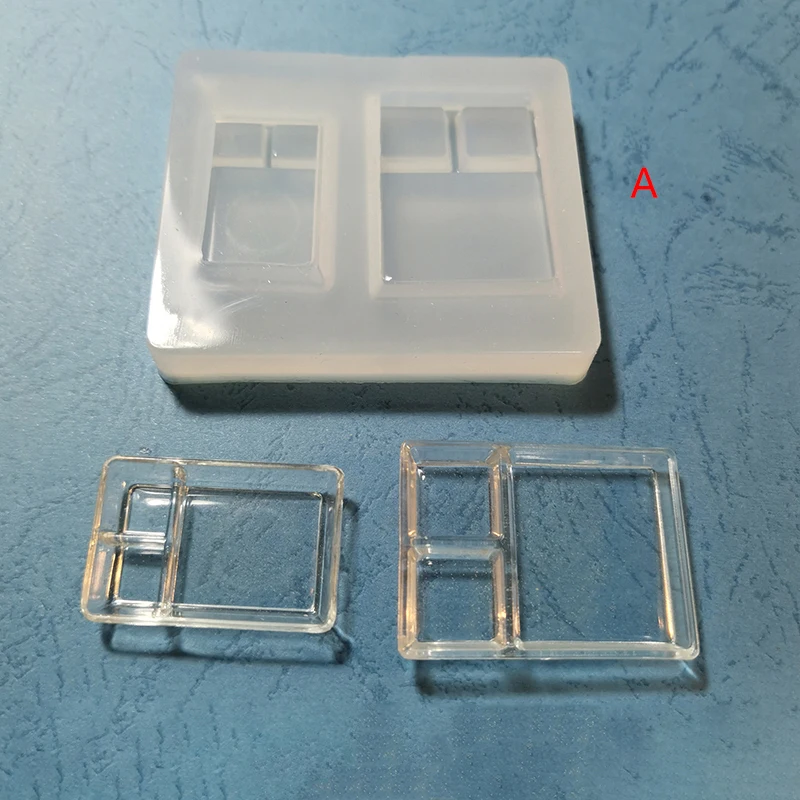 Mini Mold 1:12 Dollhouse Miniature Dinner Plate Lunch Box Tray DIY Drop UV Glue Silicone Mold Doll House Accessories(Only Mold)-animated-img