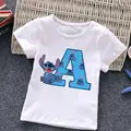 Stitch Letter A B C D Children Cotton T-Shirt Combination Tee Shirts Cartoons Kawaii Kid Casual Clothes Girl Boy Harajuku Tops