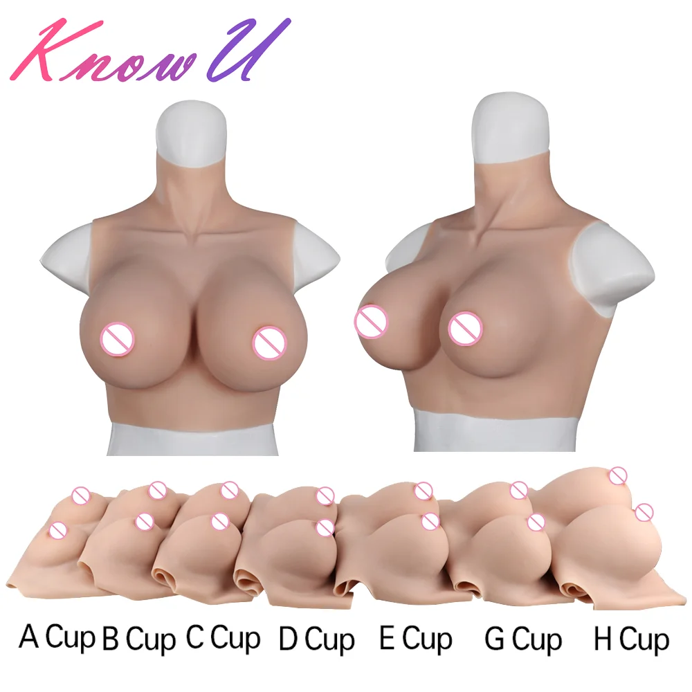 KnowU False Tits Fake Boobs Cotton Filler Breast Forms for Crossdresser Transgender Drag Sissy Cosplay Chest-animated-img