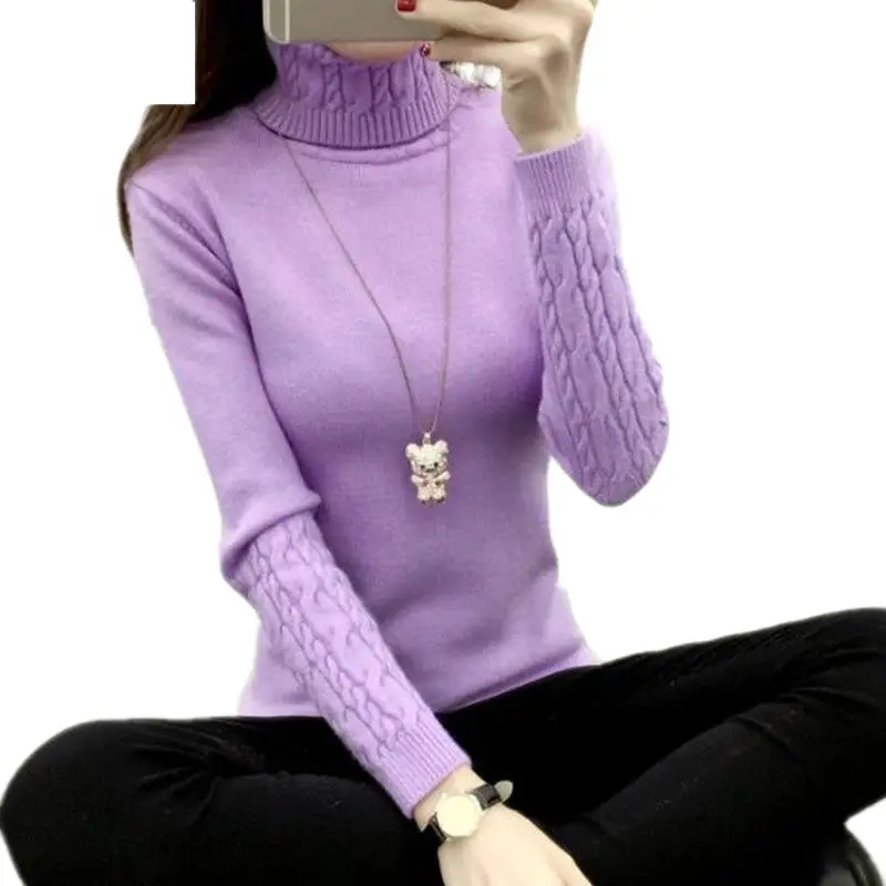 JQNZHNL Women Turtleneck Winter Sweater Women 2022 Long Sleeve Knitted Women Sweaters And Pullovers Female Jumper Warm TopsA1027-animated-img