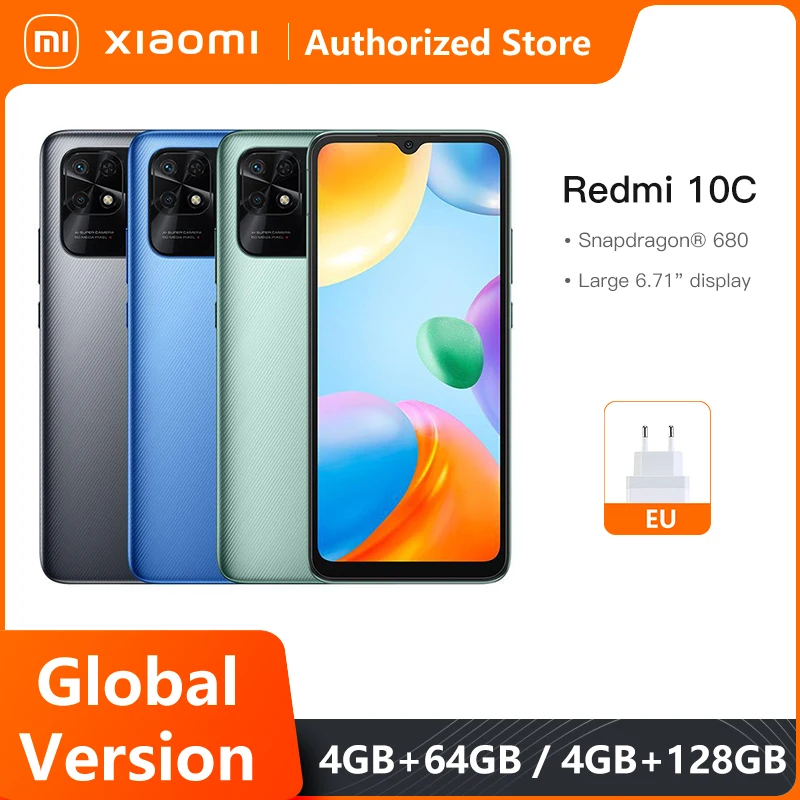 Купить Алиэкспресс Global Version Xiaomi Redmi 10c 4gb 64gb 128gb Smartphone Snapdragon 680 0725