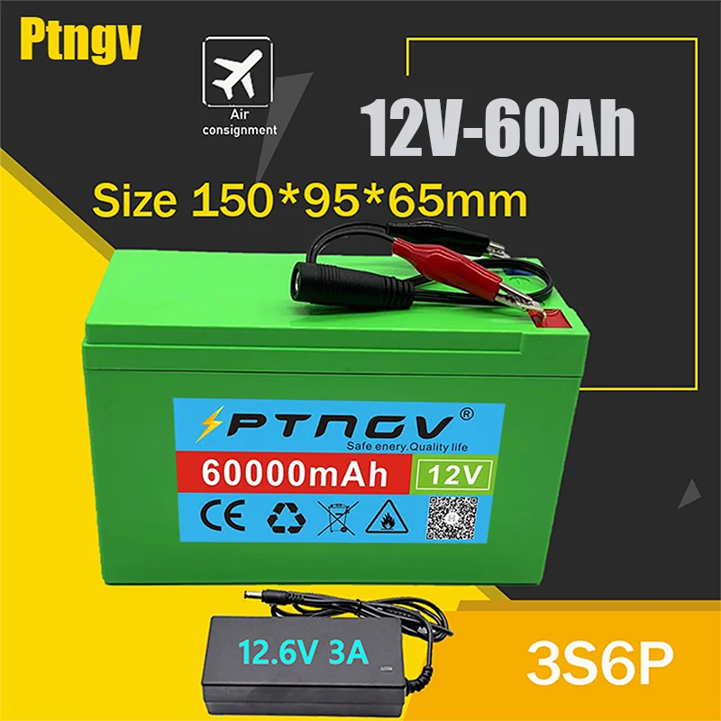 Купить Алиэкспресс 12V 60Ah 18650 lithium battery pack 3S6P builtin