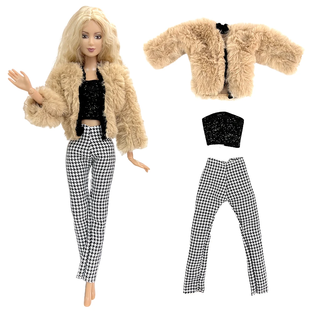 1 Pcs Pink Barbies Doll Clothing,Fashion Coat,Pants,Dress, For 30Cm And  11.8 Inch Dolls