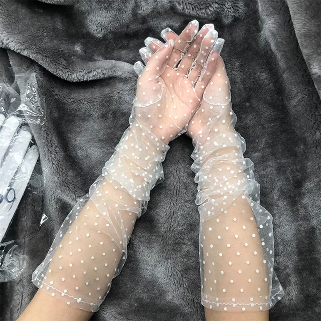 tulle long gloves