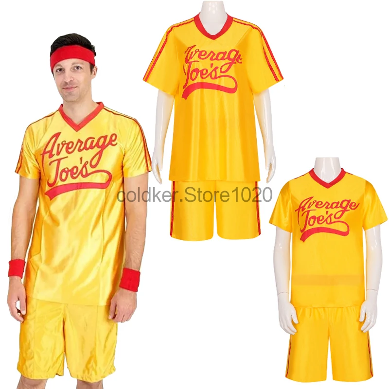 New Men Women Crazy Dodgeball Costume Adult Average Joe's Yellow Jersey Uniform Costume Halloween Carnival Party Outfits-animated-img