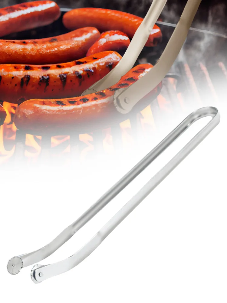 BBQ Sausage Turning Tongs High Temperature Resistance Metal Barbecue Hot Dog Flipping Pliers Outdoor Practial BBQ Tools-animated-img
