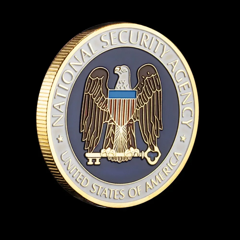 US Nationl Security Agency Great Seal of The US Souvenir Golden Plated Commemorative Coin Eagle Pattern Collectible Coin-animated-img