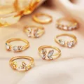 Modyle Bohemian Style New Ring Set Gold Color Love Butterfly Star Moon Set Crystal Wedding Rings for Women Girls Jewelry preview-2