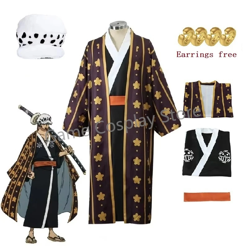 Trafalgar Law Cosplay Costume Anime Figures Digital Printing Kimono Uniform Full Set Halloween Carnival Party Suit Man-animated-img