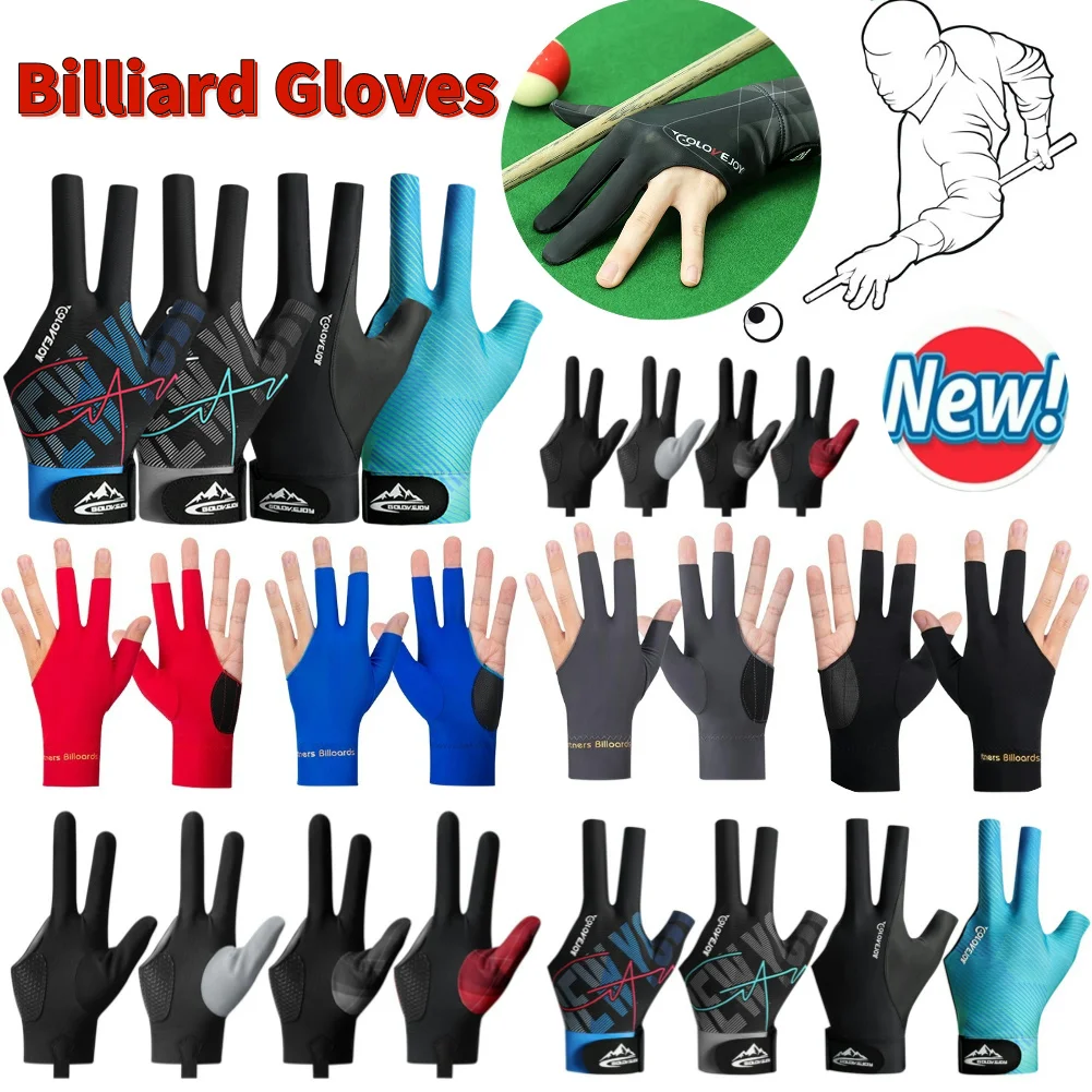 Breathable Snooker Billiard Glove Three Finger Billiard Gloves Snooker Left Right Hand Elastic Mesh Non Slip Billiard Fitness-animated-img