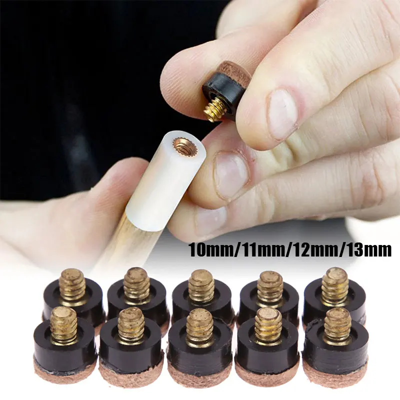 10PCs Screw On Cue Tips For Billiard Pool Cue Stick and Snooker Cue Replacement Parts Stick Repair Tool-animated-img