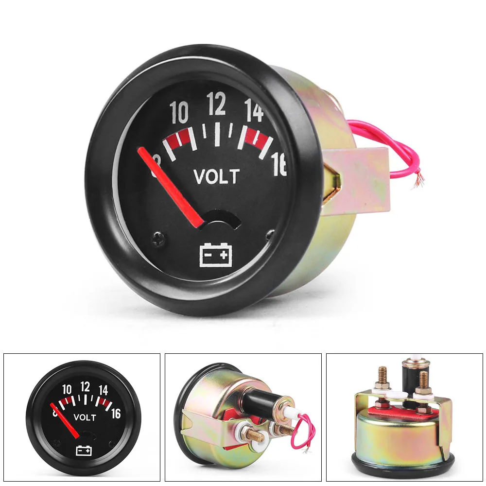 2'' 52mm Car Mechanical Voltmeter 8-16V Volt Gauge Meter Black Car Gauge Instrument TT102440-animated-img