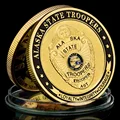 United States Alaska State Troopers Golden Plated Souvenir Coin Saint Micheal Pattern  Collectible Coin Home Decoration preview-3