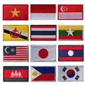 Southeast Asian Flag Embroidery Patch South Korea Japan Indonesia Singapore Laos Thailand Flag Patch Army Decal Stripe Emblem preview-1