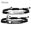 Custom Stainless Steel Couple Bracelet Set Black Woven with heart magnetic suction Bracelet for Women Men Jewelry Accessories preview-1