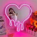 Mirror Love Shaped Neon Sign Bedroom Wall Decor Pink Room Decoration Makeup Vanity Wedding Party Romantic Birthday Gift USB Lamp preview-2