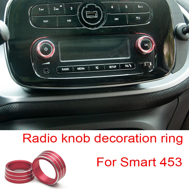 Center Console Radio Knob Decoration Ring Trim Cover For Mercedes Smart 453 Fortwo Forfour Interior Accessories-animated-img