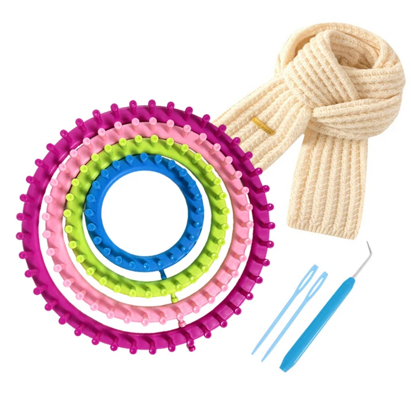 Round Knitting Loom Set - Create Beautiful Hats, Sweaters & Socks with 4  Different Sizes of Plastic