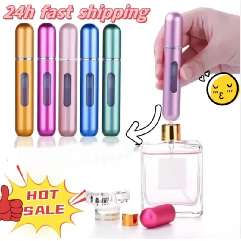 Portable Travel Perfume Bottle 5ml High-end Bottom Fill Liquid Container Cosmetics Spray Bottle Press Head Wholesale Sub-bottles-animated-img