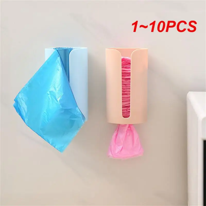 1~10PCS Kitchen Garbage Bags Storage Rack Plastic Bags Holder Punch-free Self-adhesive Wall-mounted Household Bathroom Organizer-animated-img