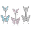 Stainless Steel Double Headed Butterfly Zircon Piercing Fake Belly Button Ring Body Jewelry For Women Ornaments