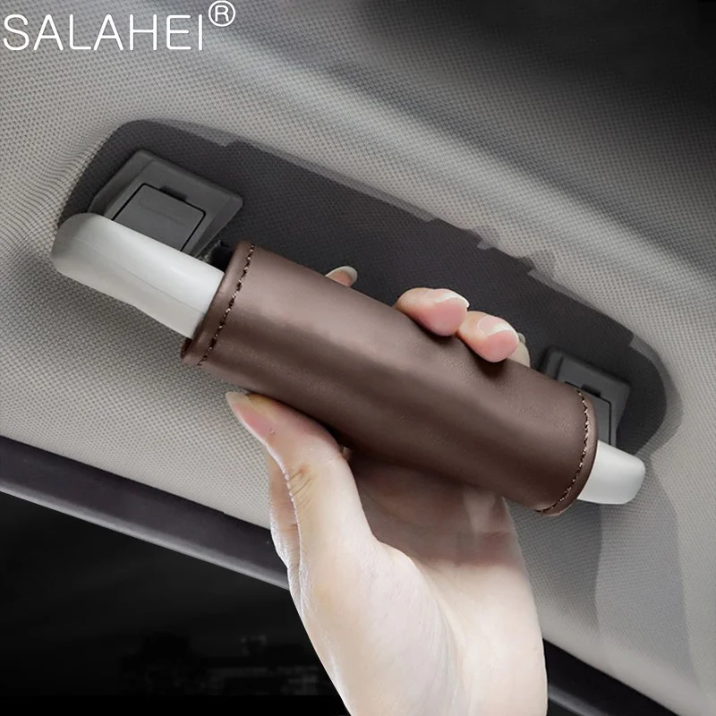 For Dacia Sandero Logan Duster 2016 2017 Leather Car Roof Armrest Pull Cover Handle Gloves Protection Car Interior Accessorie-animated-img