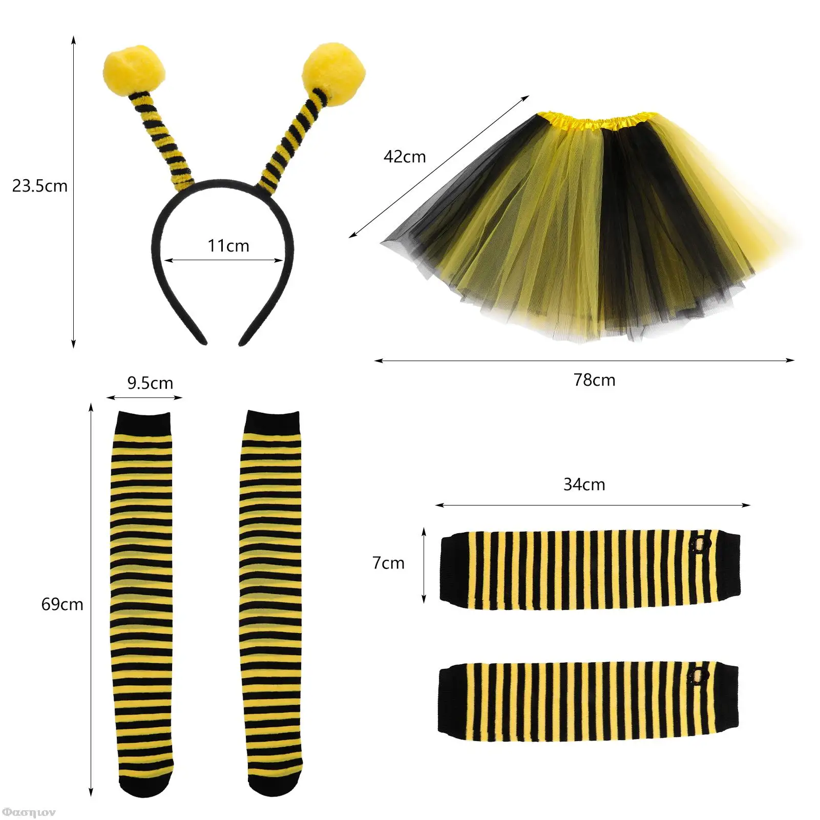 6pcs Bee Costume Kit Bee Antenna Headband Bee Striped Leg Warmers Knee And  Gloves Bee Costume Accessories