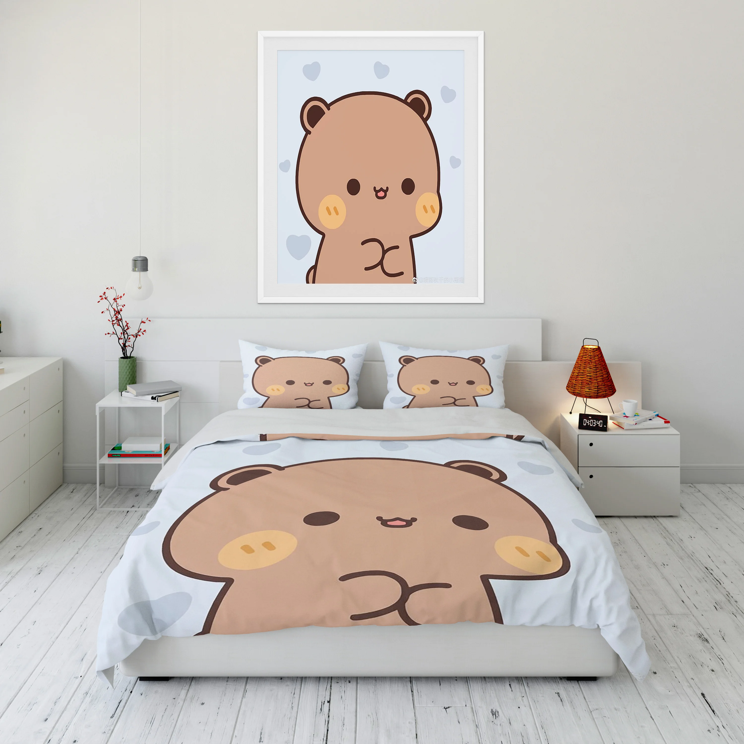 Cute Bubu Dudu Cartoon Bear Panda Duvet Cover kawaii Bedding sets Soft  Quilt Cover and Pillowcases Single/Double/Queen/King Kids 