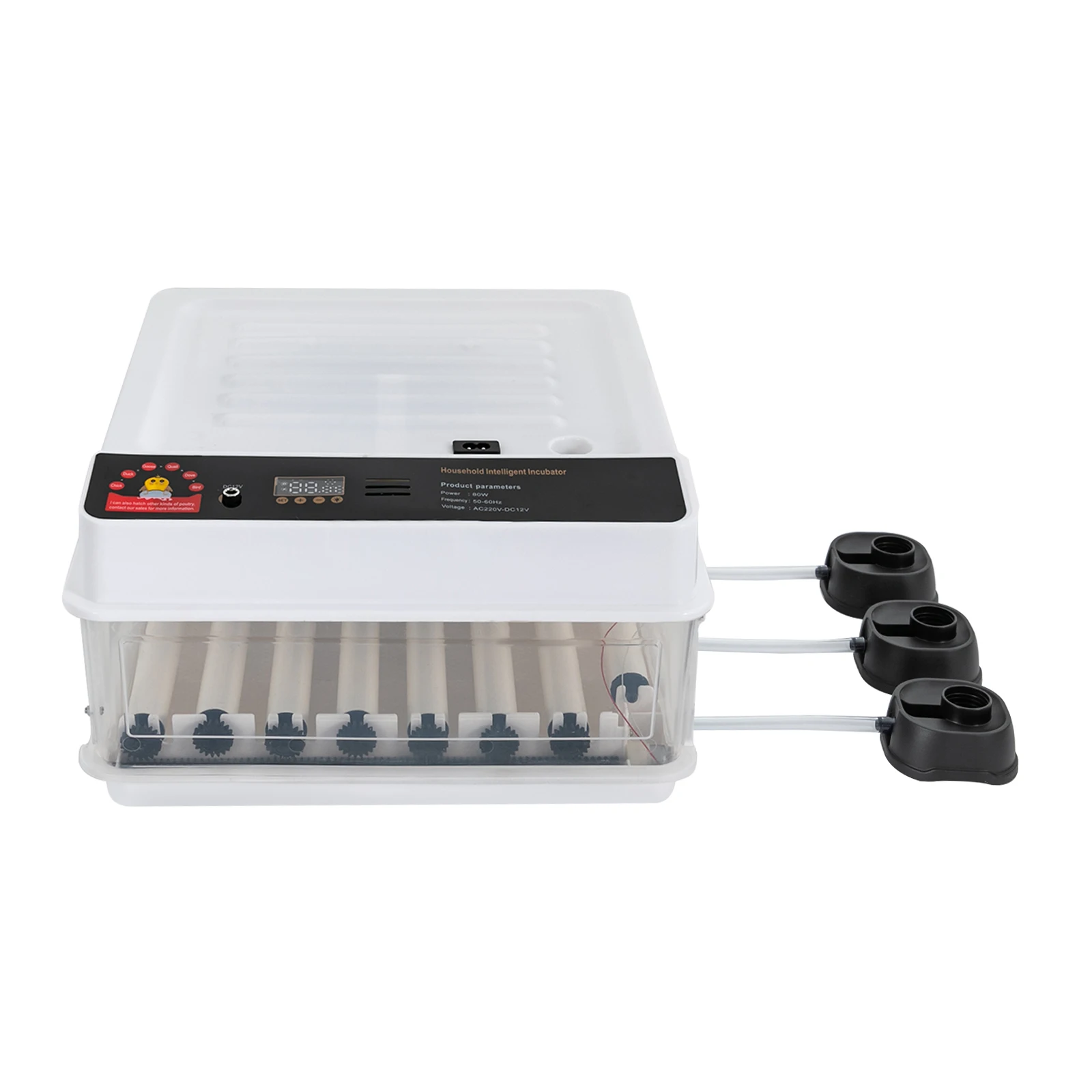 Incubator for Eggs Fully Automatic 38 Eggs 95 Quail Eggs, White-animated-img