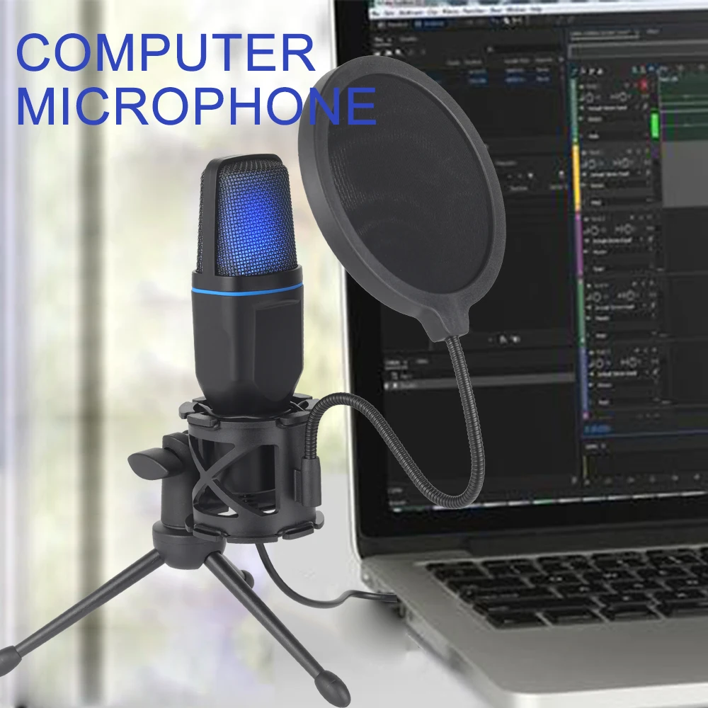 USB Microphone RGB Microfone Condensador Wire Gaming Mic for Podcast Recording Studio Streaming Laptop Desktop PC-animated-img