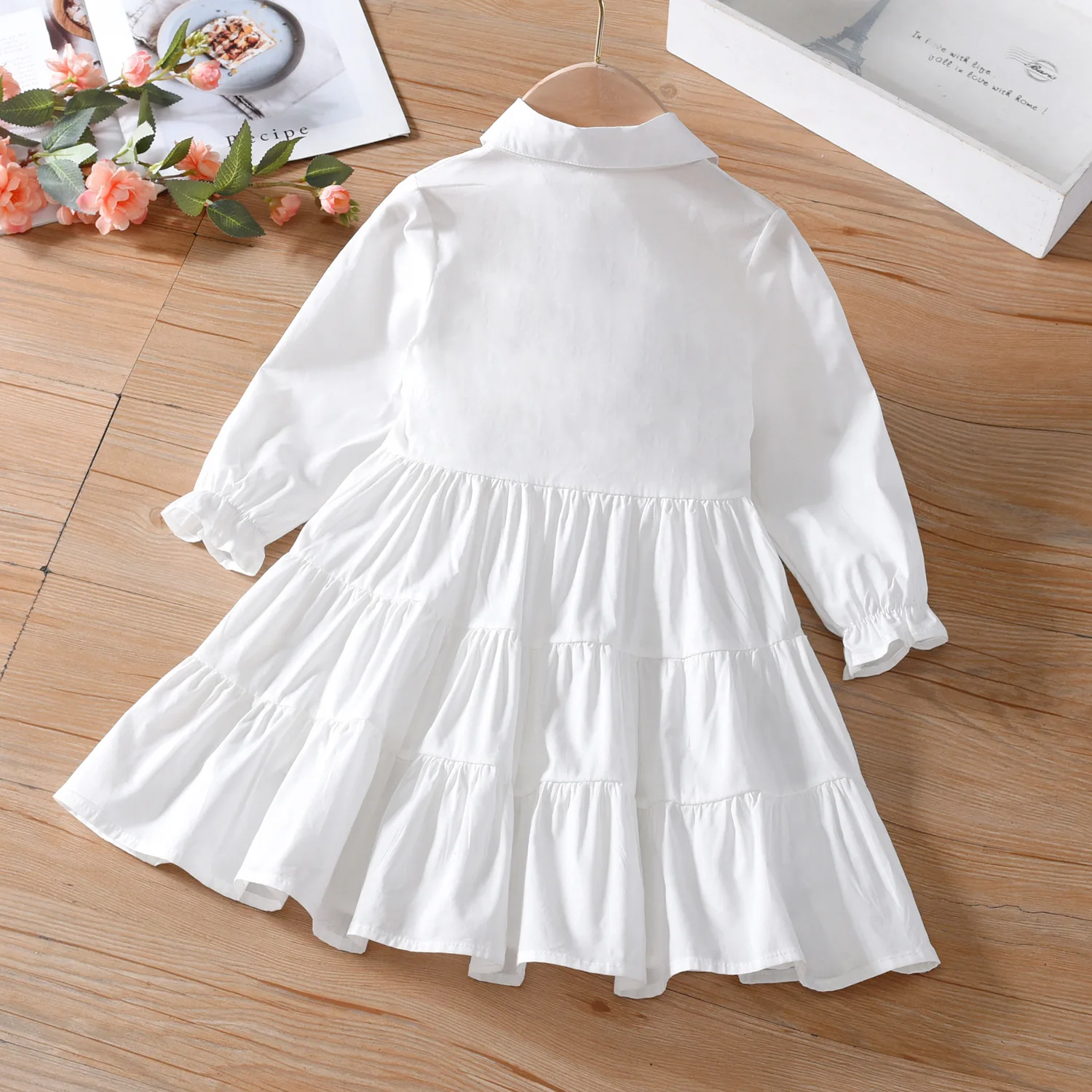 Toddler Kids Baby Girl Autumn Spring Summer Baby Dress White Solid Cotton Linen Party Casual Children Dress Clothes-animated-img