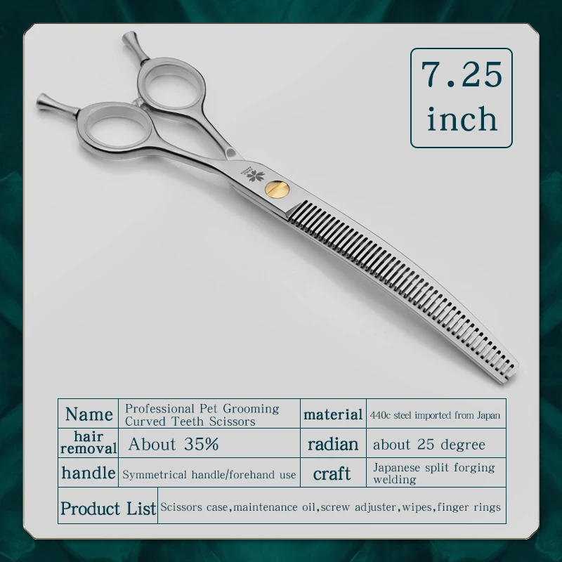 Refined curved teeth scissors pet grooming thinning scissors7.0 7.25 inch dog trimming shears pet styling tools-animated-img